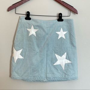 Mod on Trend star denim mini skirt